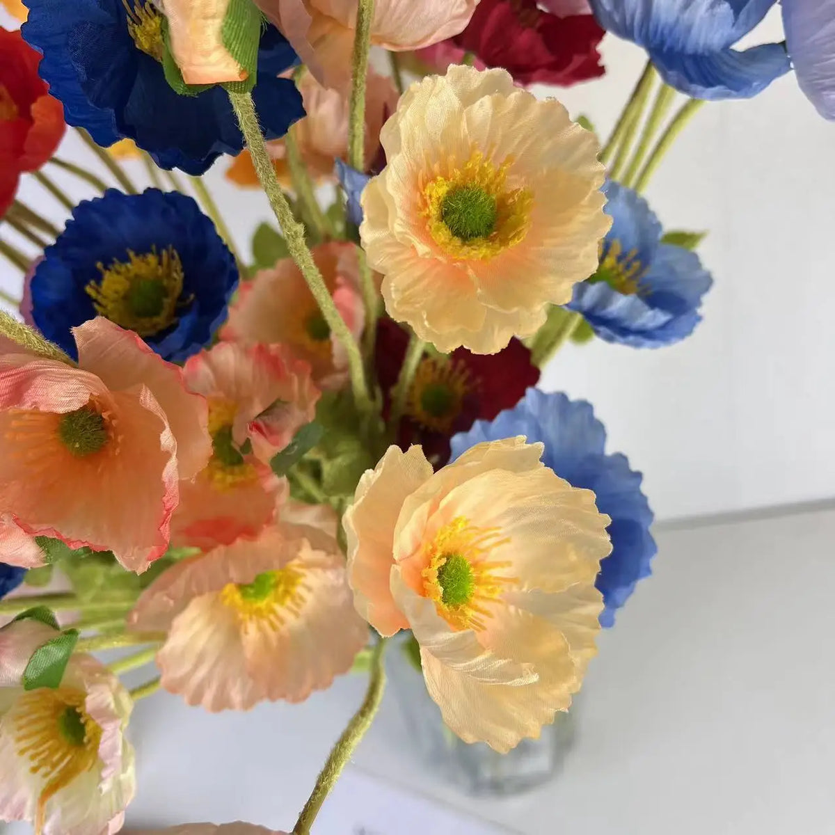 Artificial silk poppy flowers for decoration and events - view 2