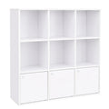 VASAGLE Bookshelf for Home Office, 9-Cube Bookcase Display Shelf, Freestanding Cube Unit Storage Rack with 3 Bottom Cabinets - WHITE