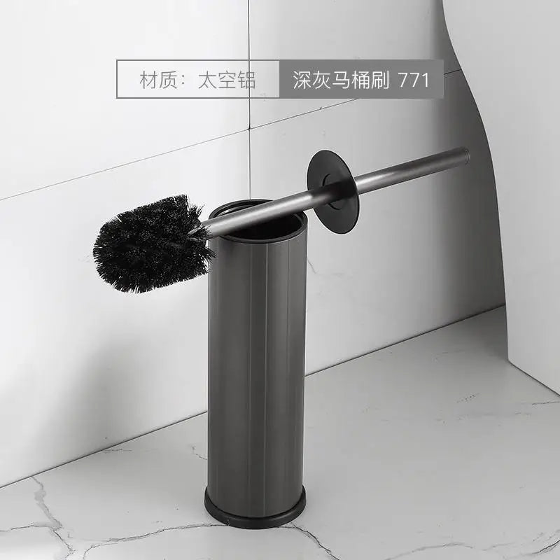 Toilet brush with bathroom holder - Grey Round