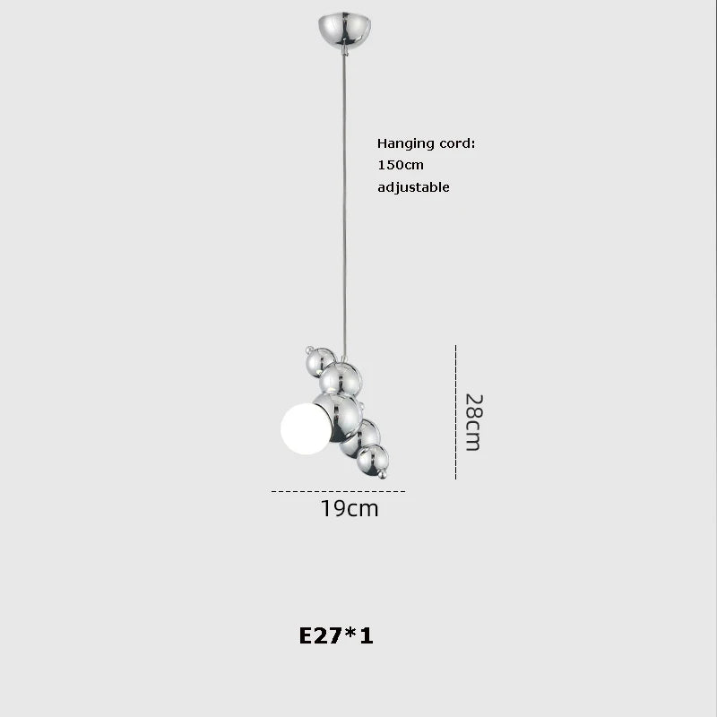 Art decorative design pendant light in chrome gold for modern lighting - 1 light / Silver frame / Neutral light