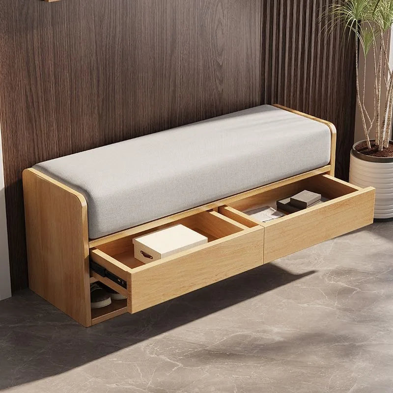 Nordic wooden changing stool with integrated storage - view 2