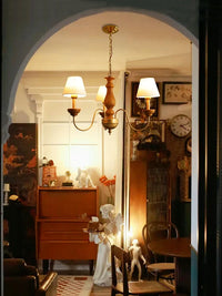Hanging chandelier of iron for interior and exterior