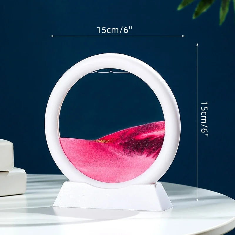 Glass hourglass 3d sand landscape in motion artistic decoration - B-Pink (5 inches)