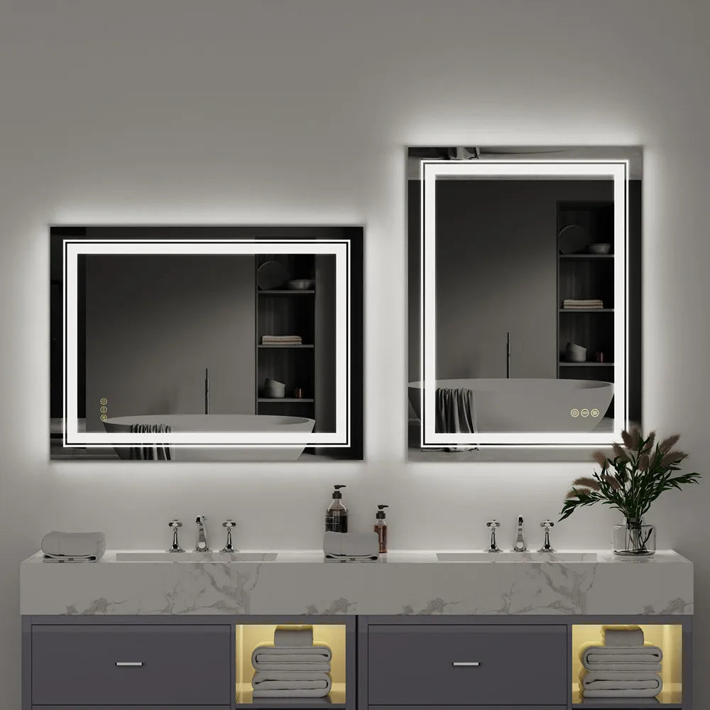 Luxury crystal LED mirror with variable intensity - 70x90cm (28x36 inches)