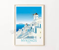 Retro Santorini Castle & Island Travel Poster, Timeless Design - 20X30cm Unframed / 8