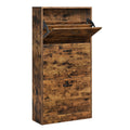 VASAGLE 3-Leaf Shoe Cabinet, 3-Tier Storage Cupboard, Rustic Brown - Rustic brown