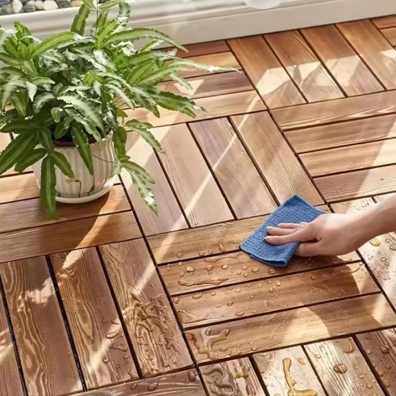 Wood-Look Interlocking Deck Tiles Slip-Resistant Waterproof - view 2
