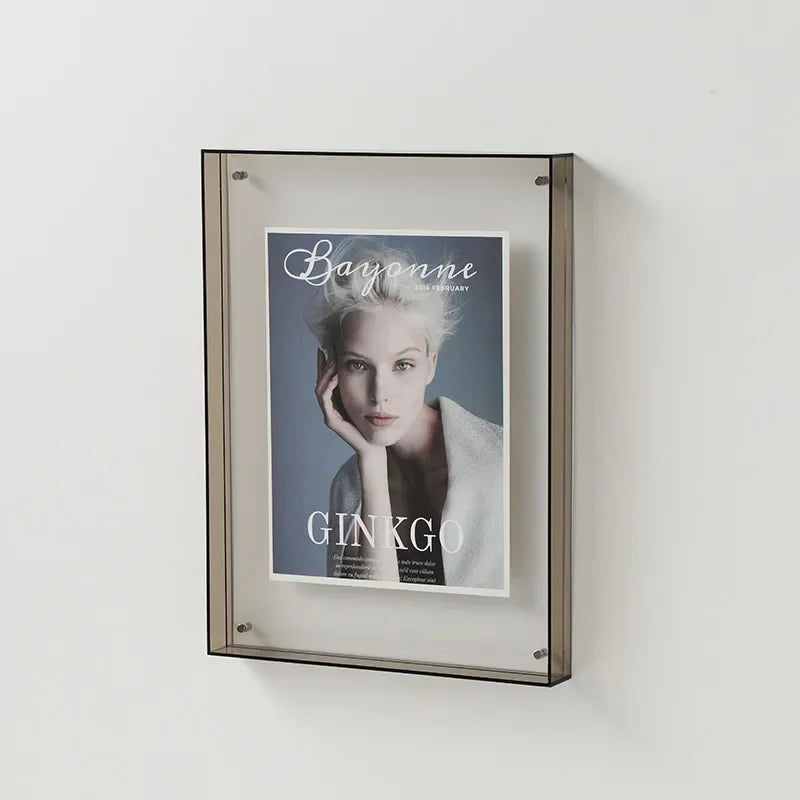 Transparent acrylic frame for various photos and decorations - Gray / 21x30cm