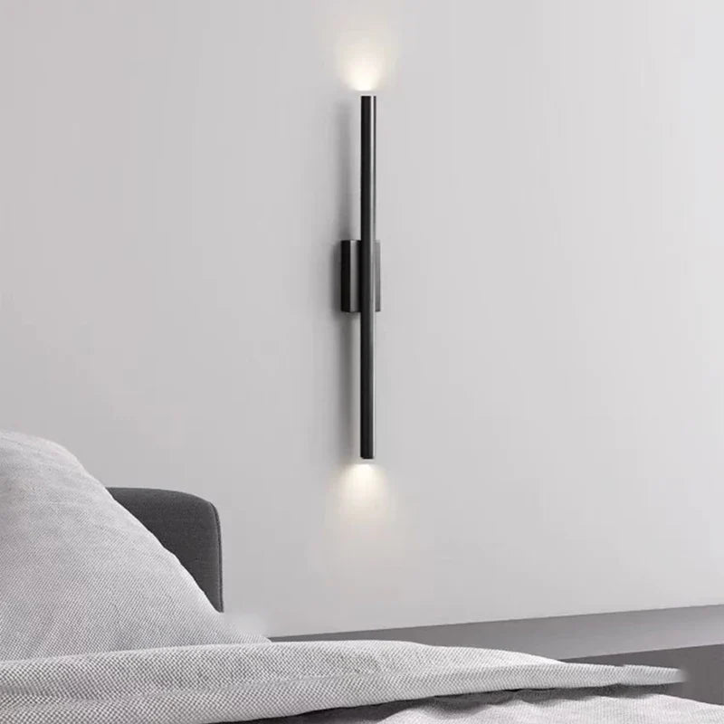 Modern brass black and copper wall sconce with natural light - view 4