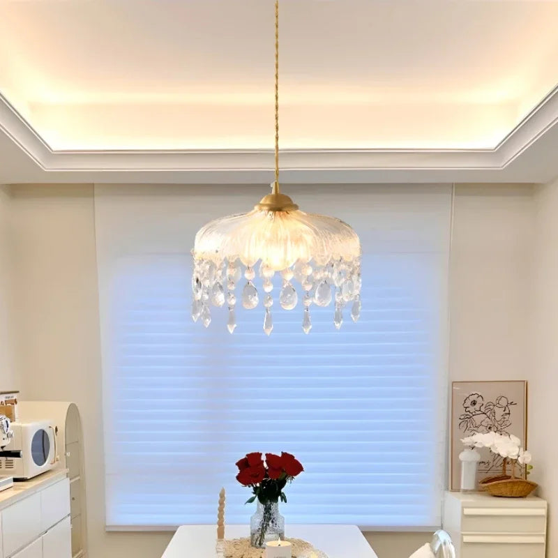 Vintage chandelier in crystal led elegant floral design - view 2