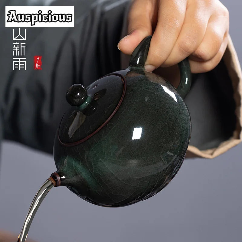 Teapot artisanal celadon crackle 300ml style longquan luxury - view 3