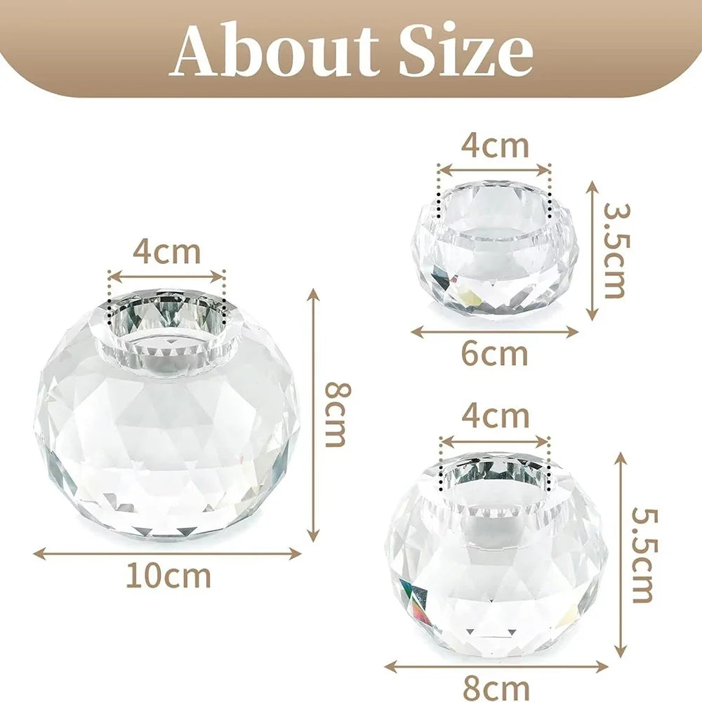 Crystal Diamond Tealight Candle Holder for Wedding Party, Clear Glass tea Light Candles Holder for Home Room Desk decor - view 5