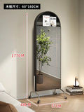 Adjustable solid wood full body mirror, magazine bookshelf mirror, floor standing retro with wheel fitting mirror - Black mirror door