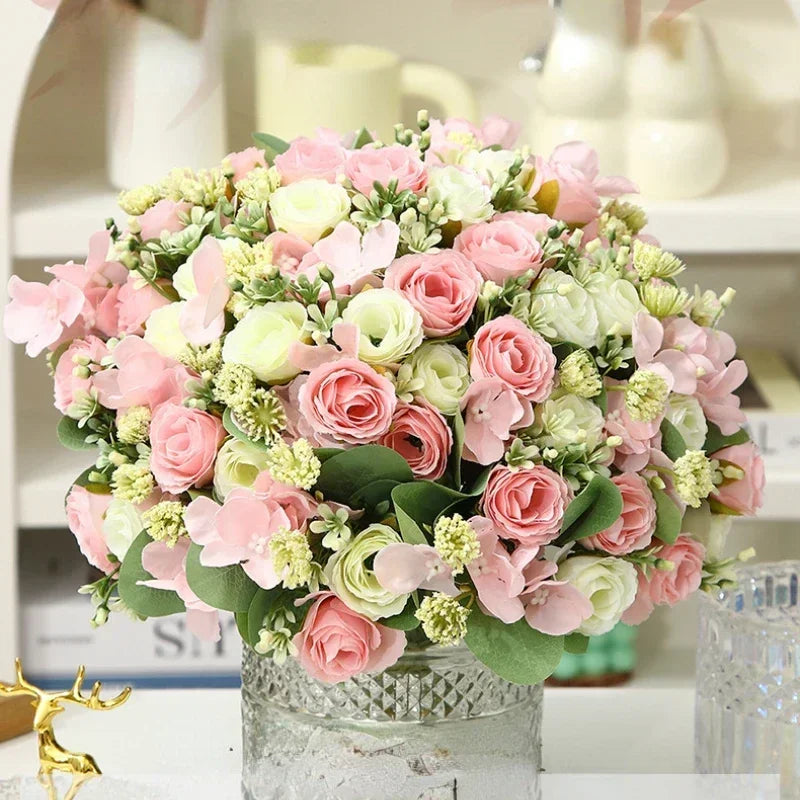 Artificial silk hortensia bouquet for elegant decoration - view 4