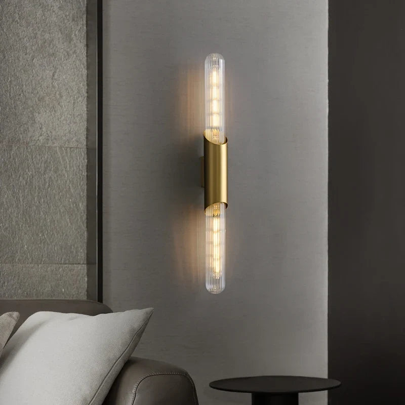 All Copper wall sconce, Simple And Minimalist Bedroom Headboard Light Luxury Staircase New Living Room Tv Background wall sconce - 3000K / 3-6W