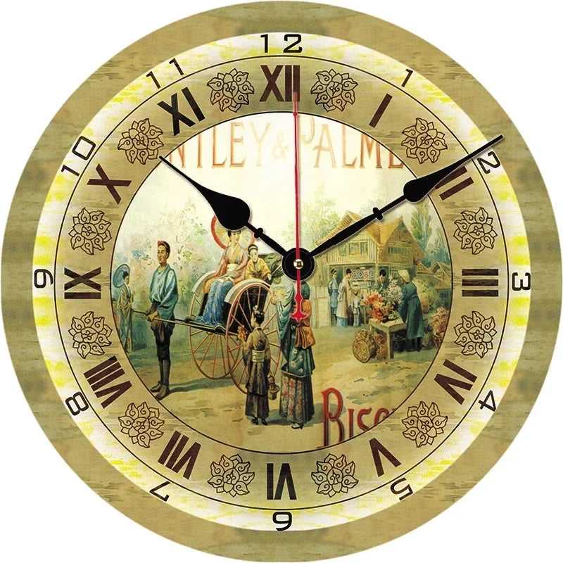 Silent retro wall clock for modern interior decoration - 20-1637 / 14 pouces (34 cm)