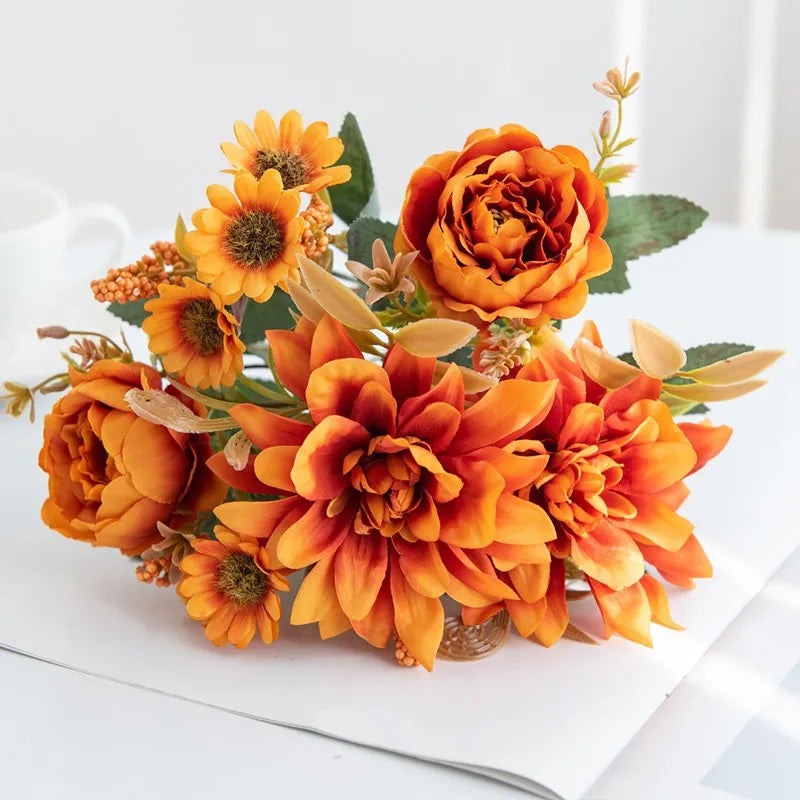 Artificial flower dahlia pink marguerite for decoration wedding party - view 6