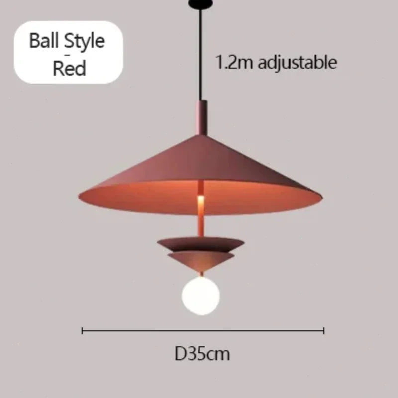 Modern metal chandelier Nordic design for interior lighting - Ball Style - Red / Cool Light