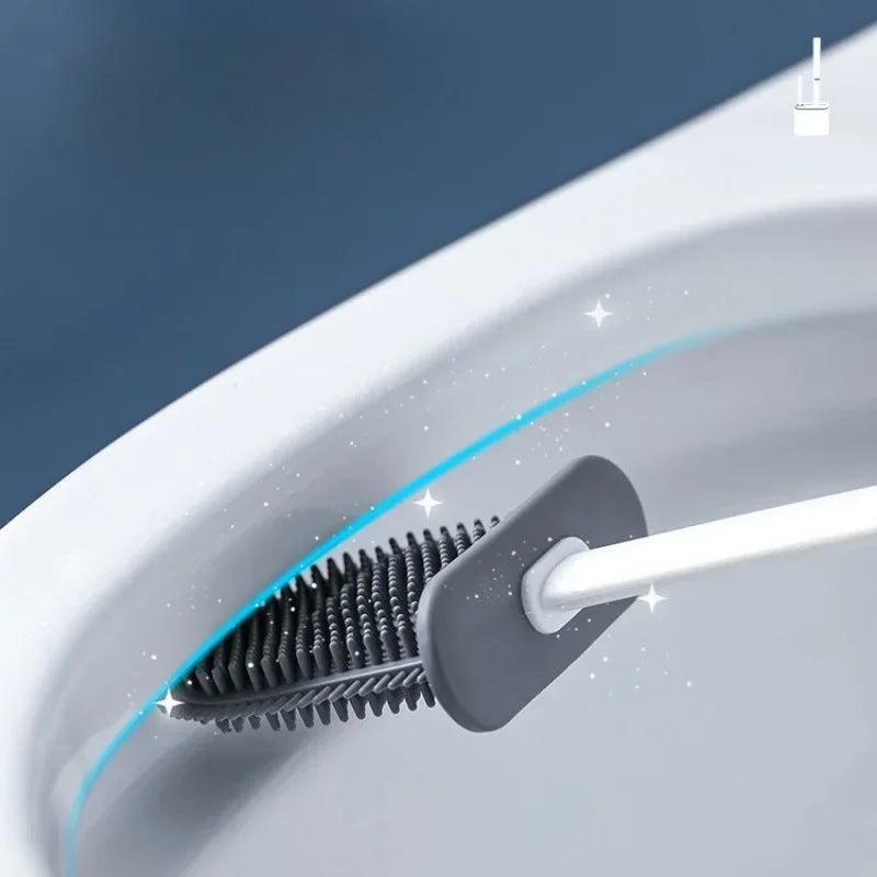 Silicone toilet brush set with wall holder for bathroom - view 3