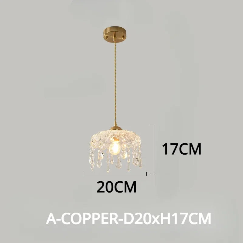 Vintage chandelier in crystal led elegant floral design - A-COPPER-D20xH17CM