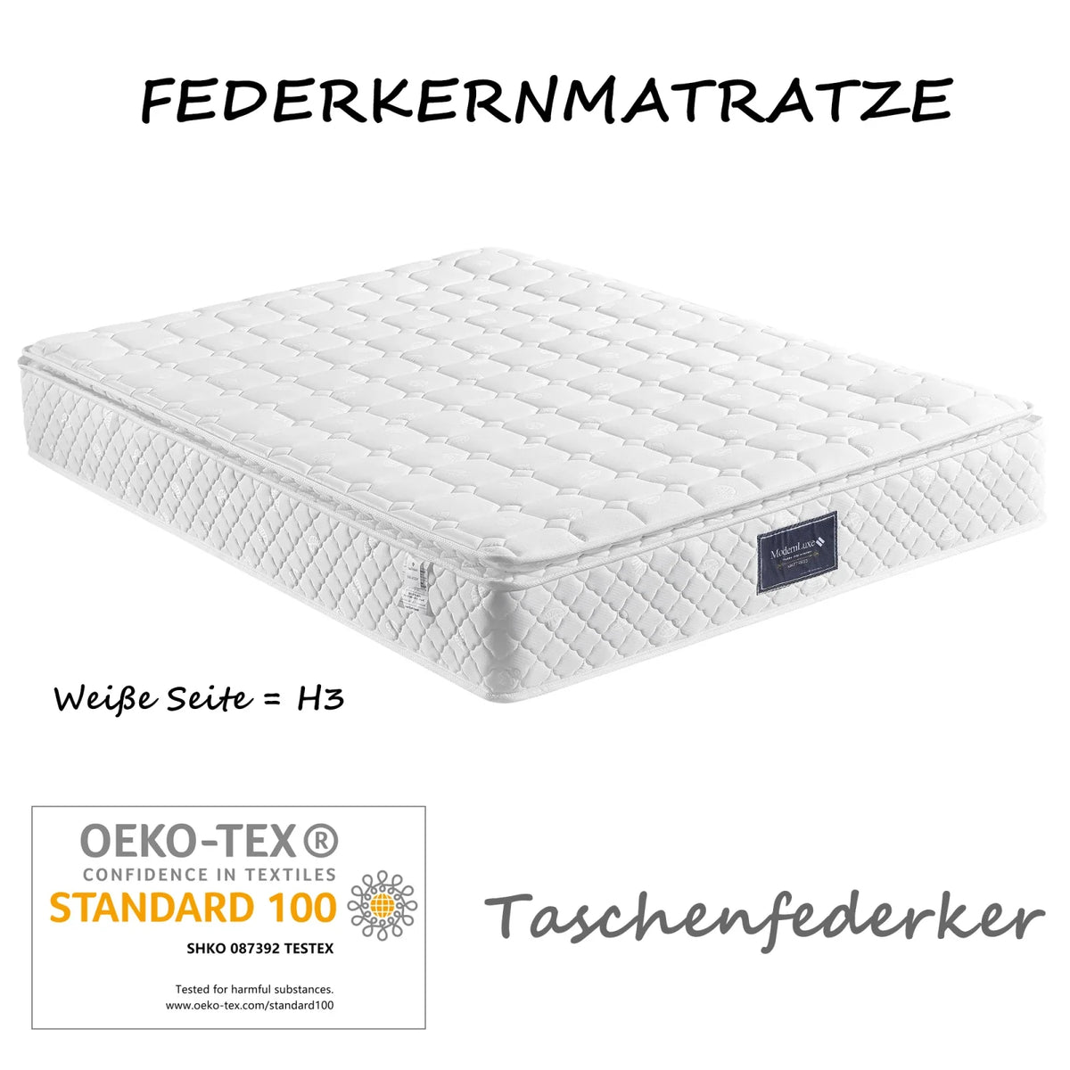 90/140x200cm Spring mattress,7zone cold foam mattress,pocket springs,microfiber cover topping,hardness level H3,25cm height - 140x200cm / WHITE