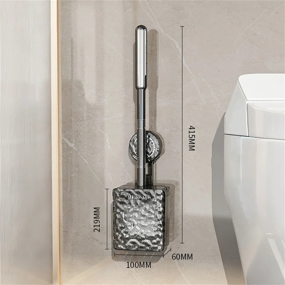 Glacier pattern toilet brush with long handle and wall fastening - Gray