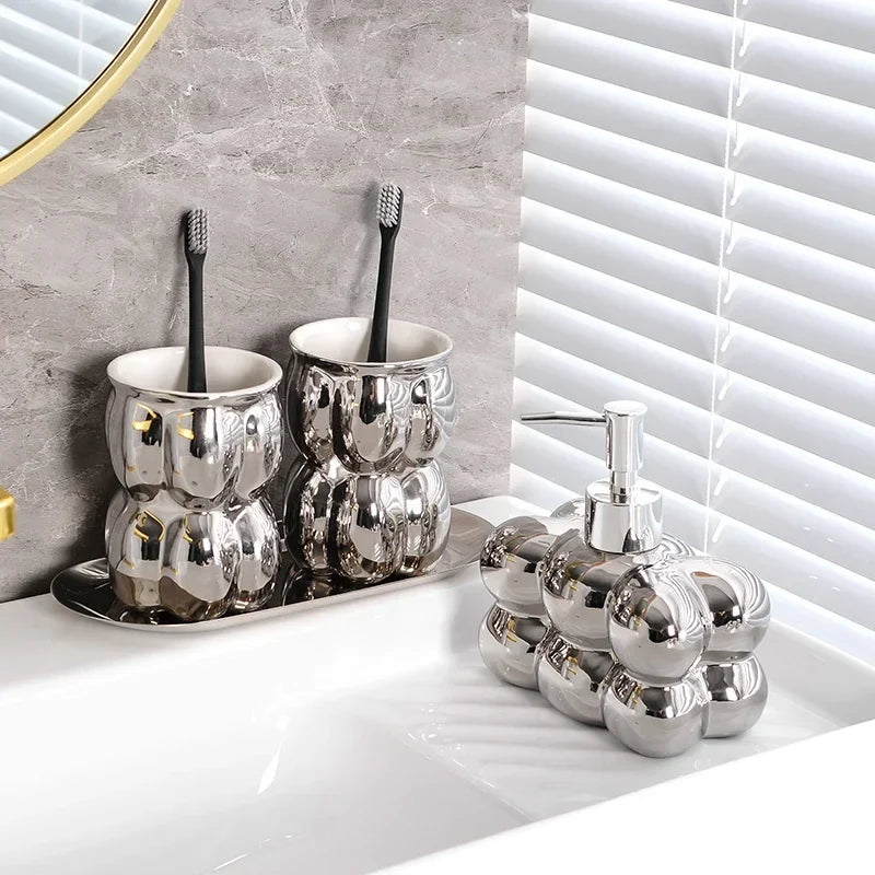 Creative decoration for ceramic bathroom clouds - silvery.4pcs