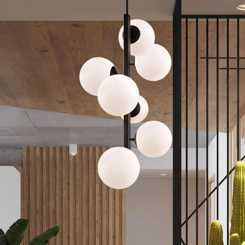Nordic ceiling lamp in iron and decorative glass - view 5