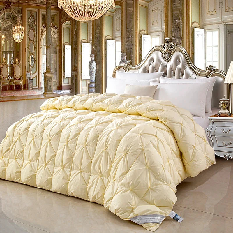 100% white goose down comforter, high-quality five-star hotel twisted flower comforter, pure cotton winter thick comforter - 180x220cm 3.5kg / Yellow