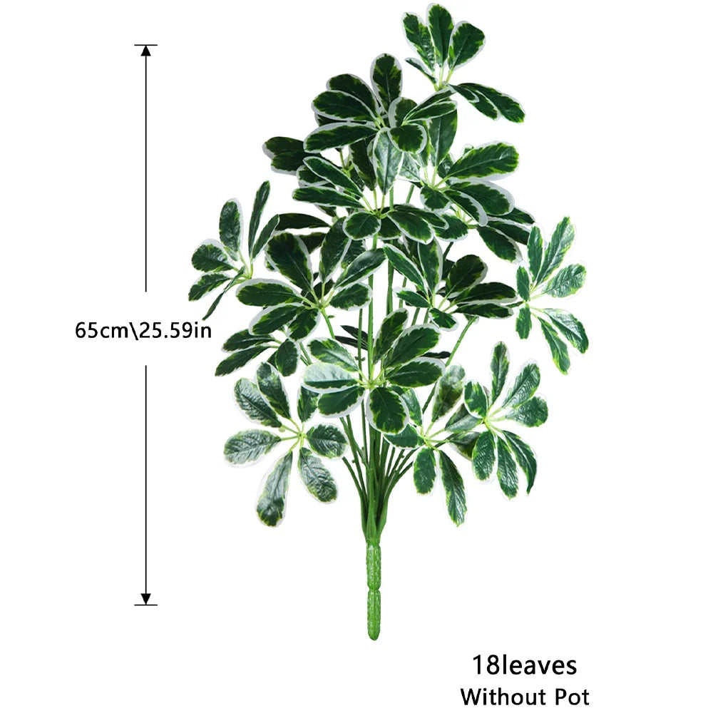 Artificial palm plants and monstera for interior and exterior decoration - 65cm 18 Leaves White