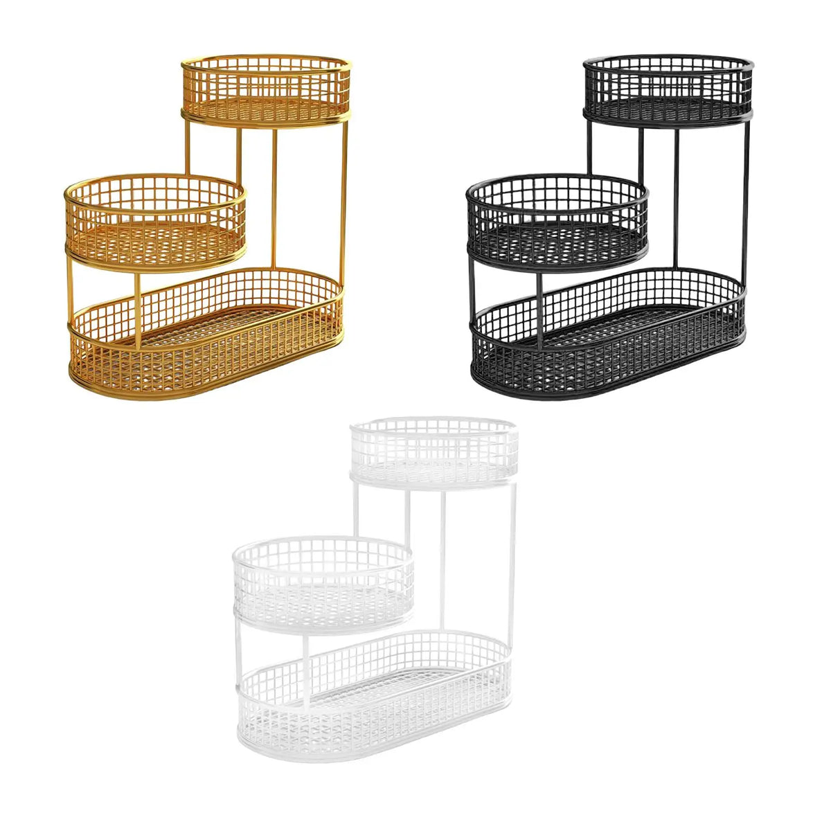 Countertop Fruit Basket Metal Wire Storage Basket, Counter Serving Tray Space Saver Serving Stand Vegetables Storage Rack