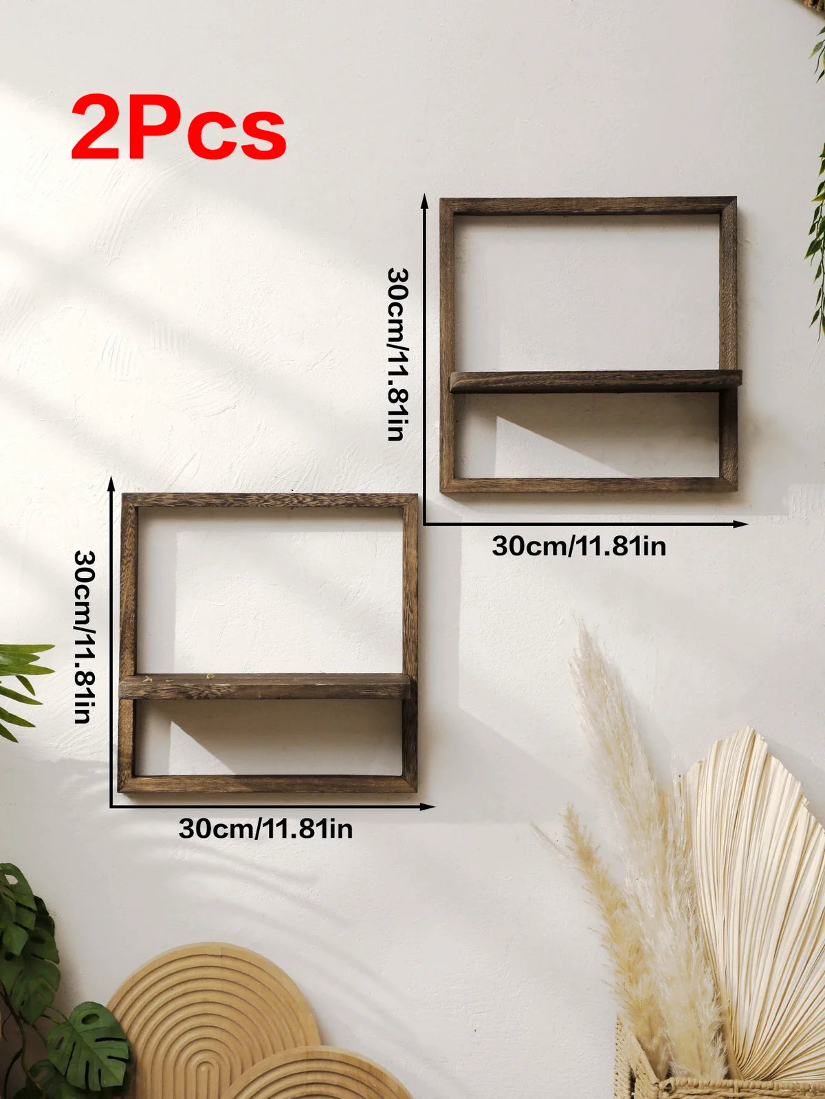 Wooden floating shelf for decorative wall storage - TK101-T-7567