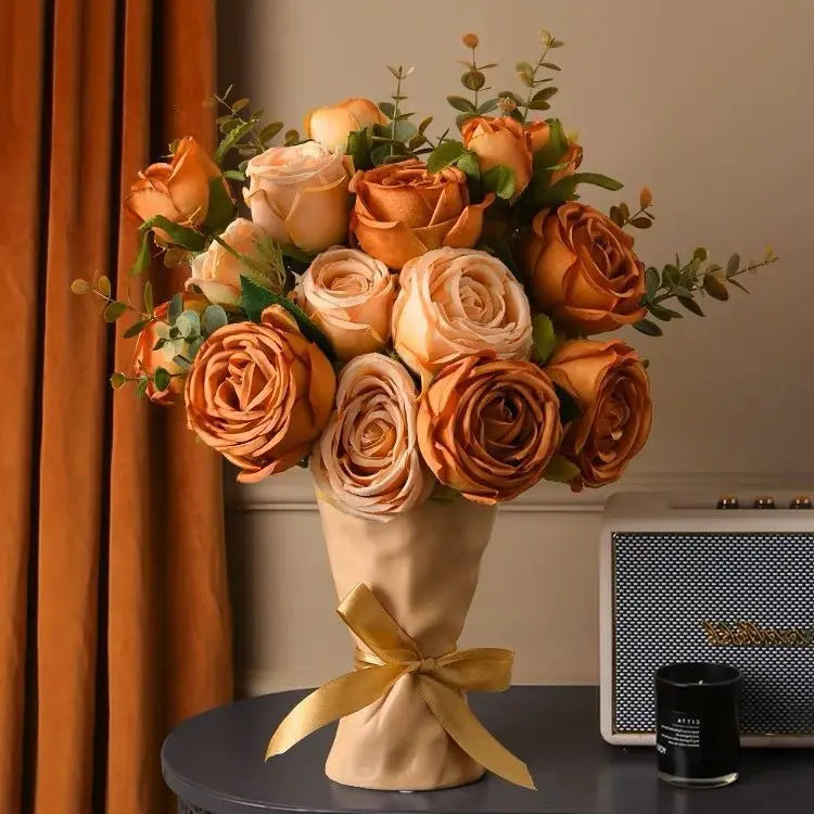 Bouquet of artificial silk rose wines for wedding interior decoration - view 4