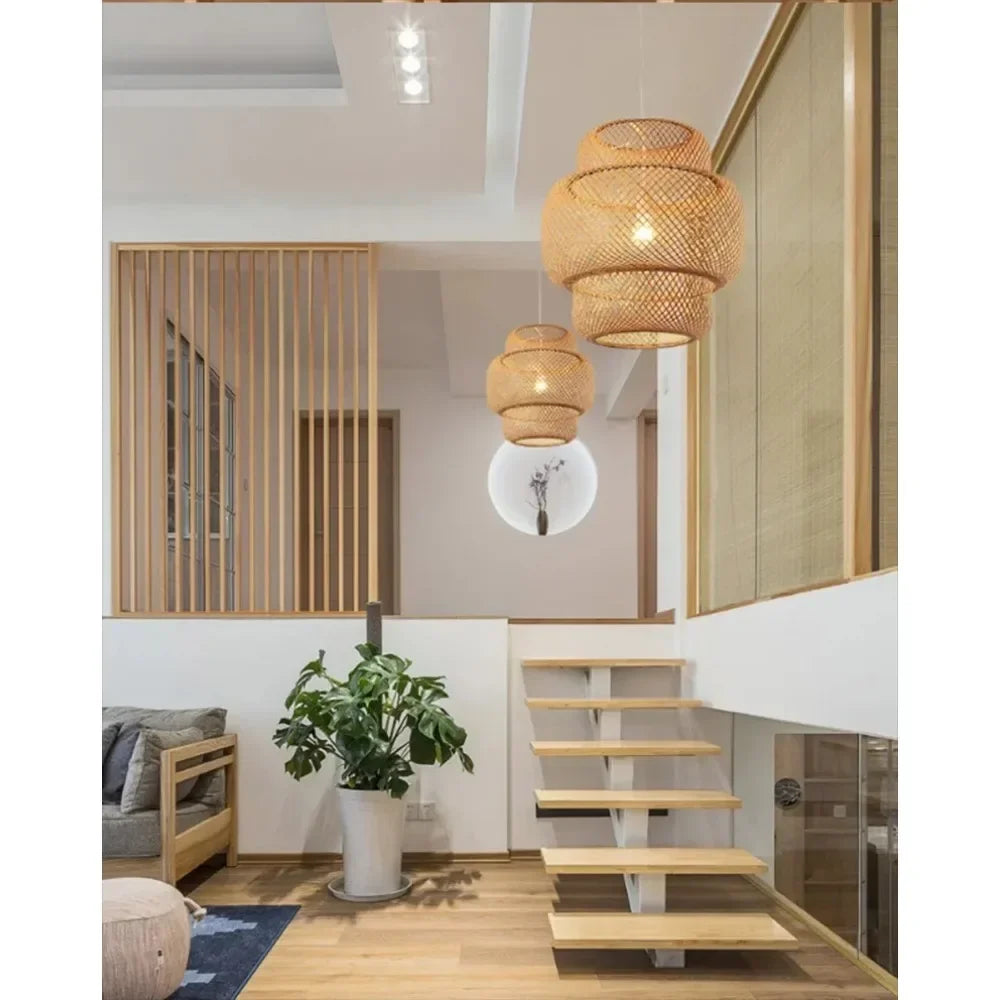 Hanging Lamp in Bamboo Chinese Style, 30cm, Decorative Light Nik, Ideal for Restaurant - view 5