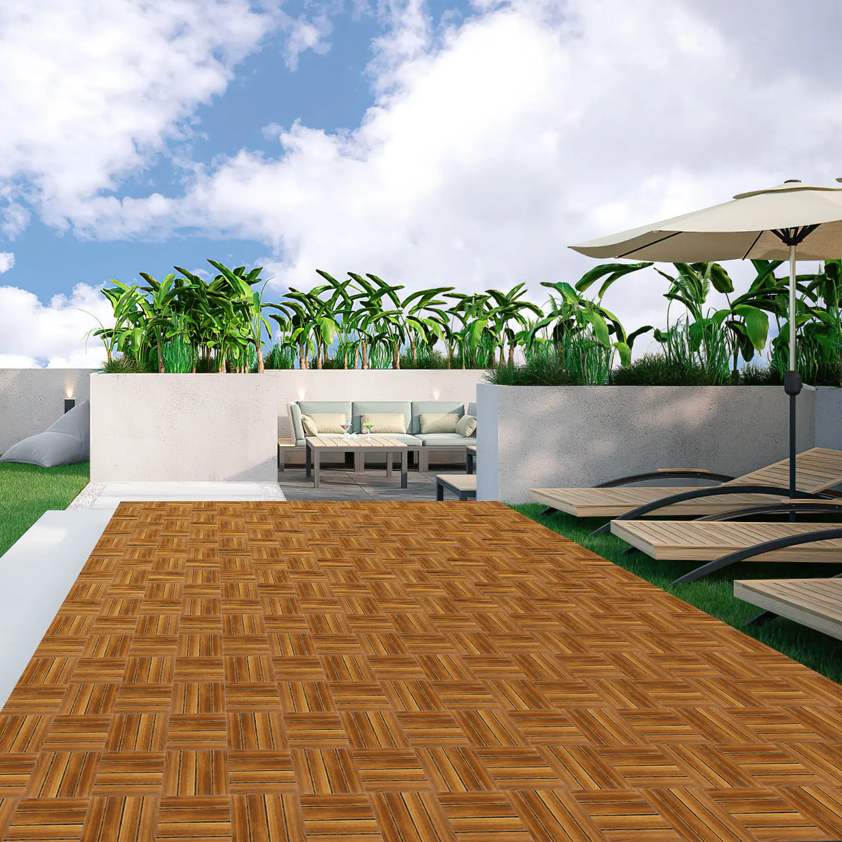 Wood Interlocking Deck Tiles Slip-Resistant for Patios & Balconies - view 6