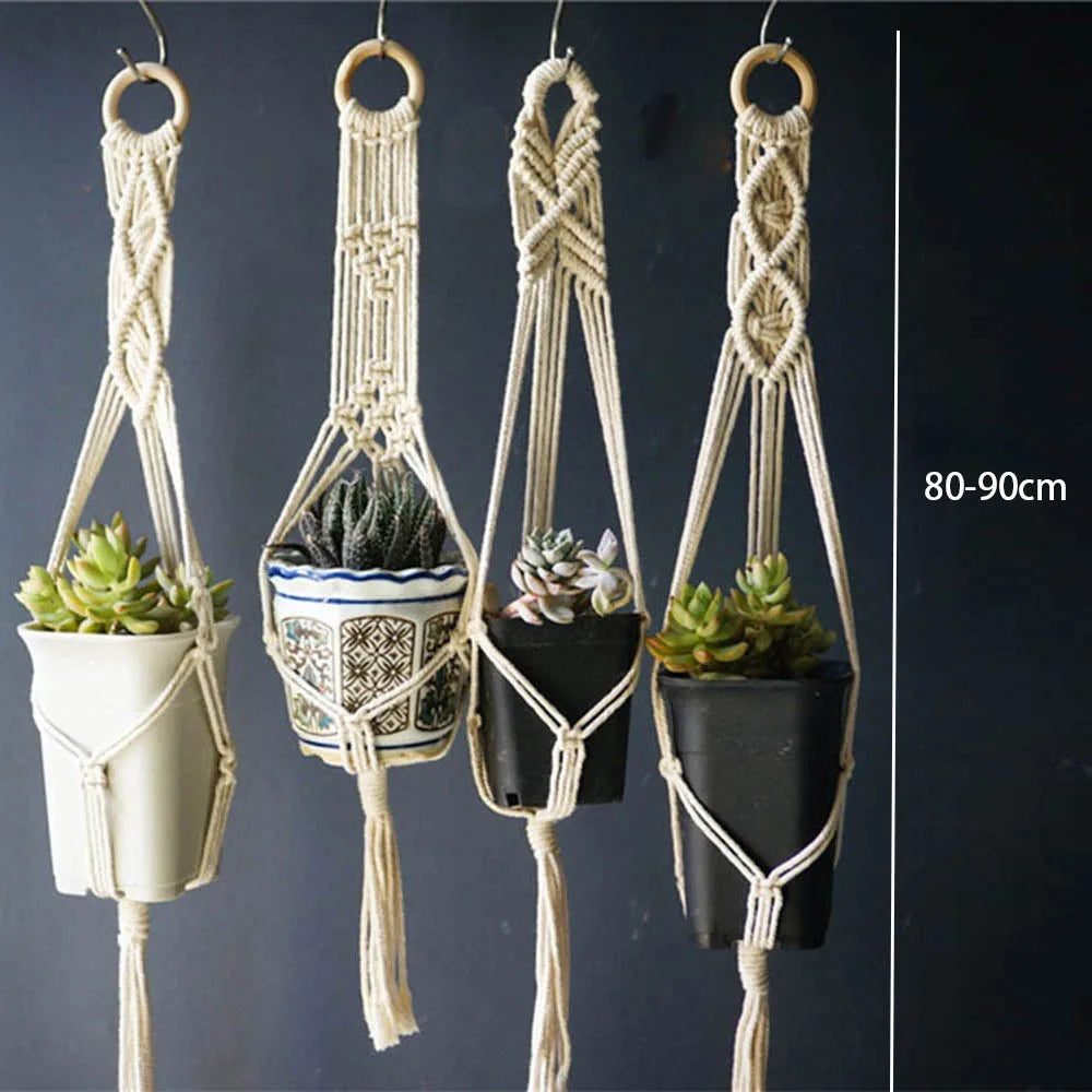 Set of 5 pendant lights of plants in macrame style bohemian handmade - KU002