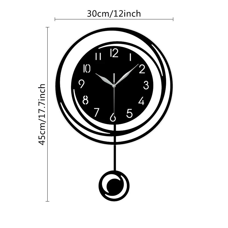 Circular hollow swinging wall clock with Arabic numerical scale clock, living room, bedroom, office, home decoration clock - view 3