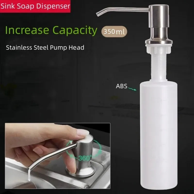 Liquid soap dispenser stainless steel for kitchen 350 ml - view 2