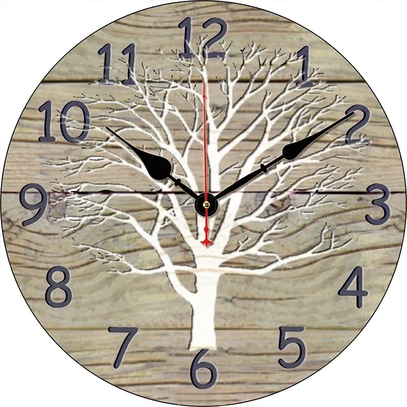 Vintage wall clock in decorative and silent wood - 20-0907 / 8 inches (20cm)