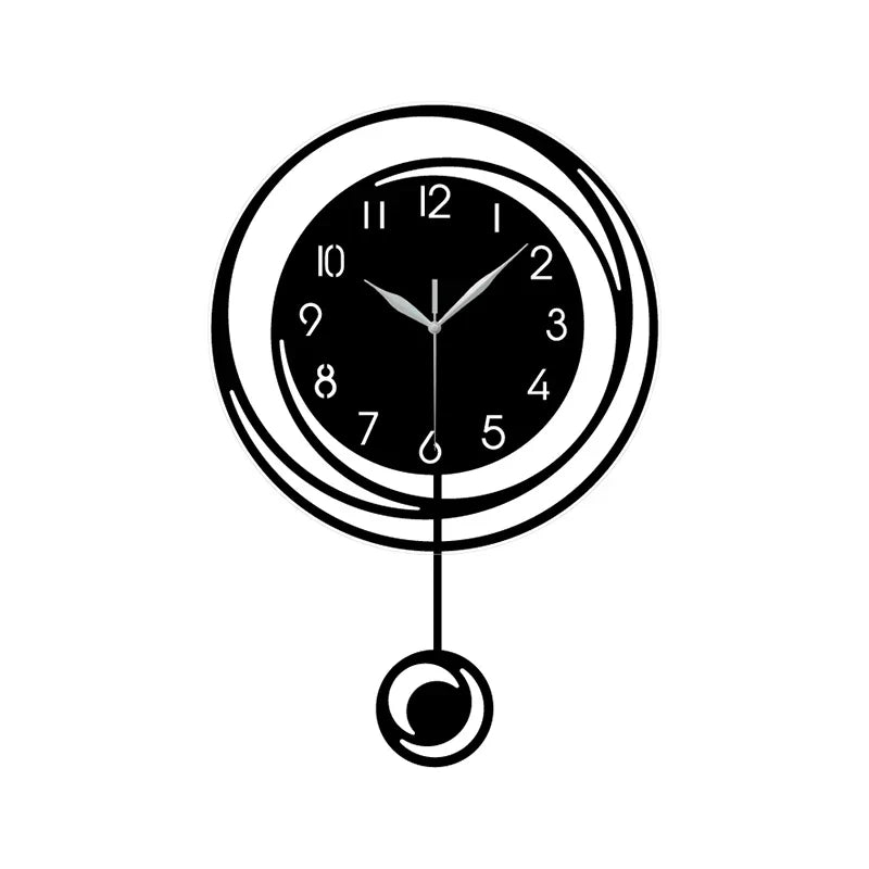 Circular hollow swinging wall clock with Arabic numerical scale clock, living room, bedroom, office, home decoration clock - black / 17.7inch