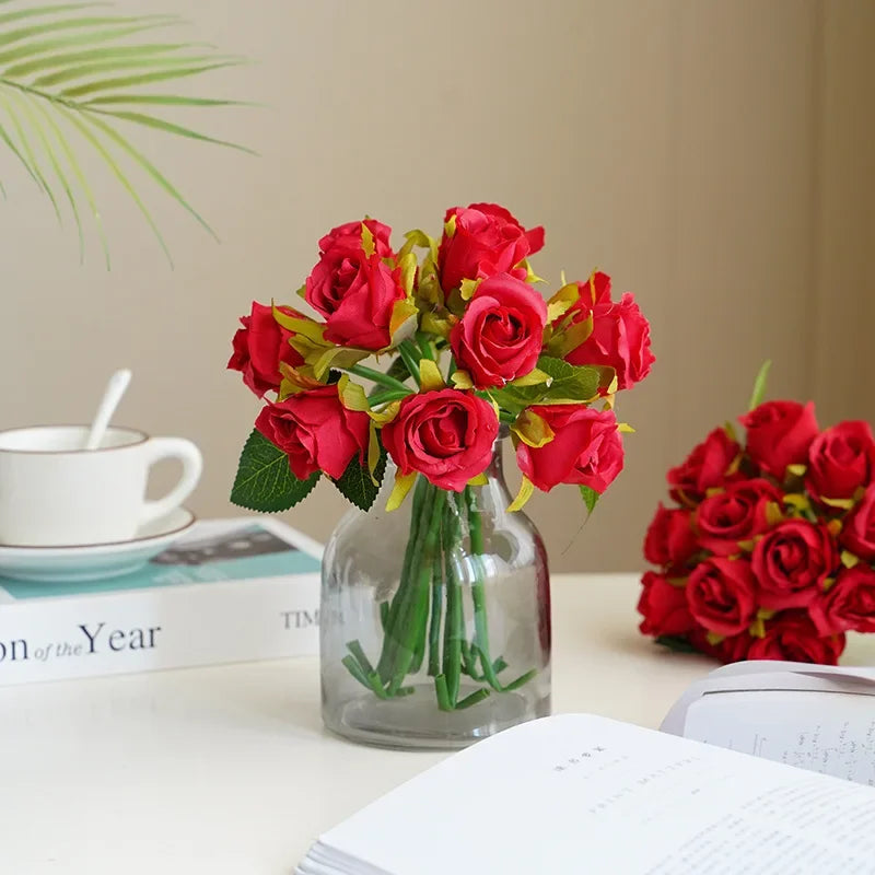 Bouquet of artificial silk rose wines floral decoration for table - view 4