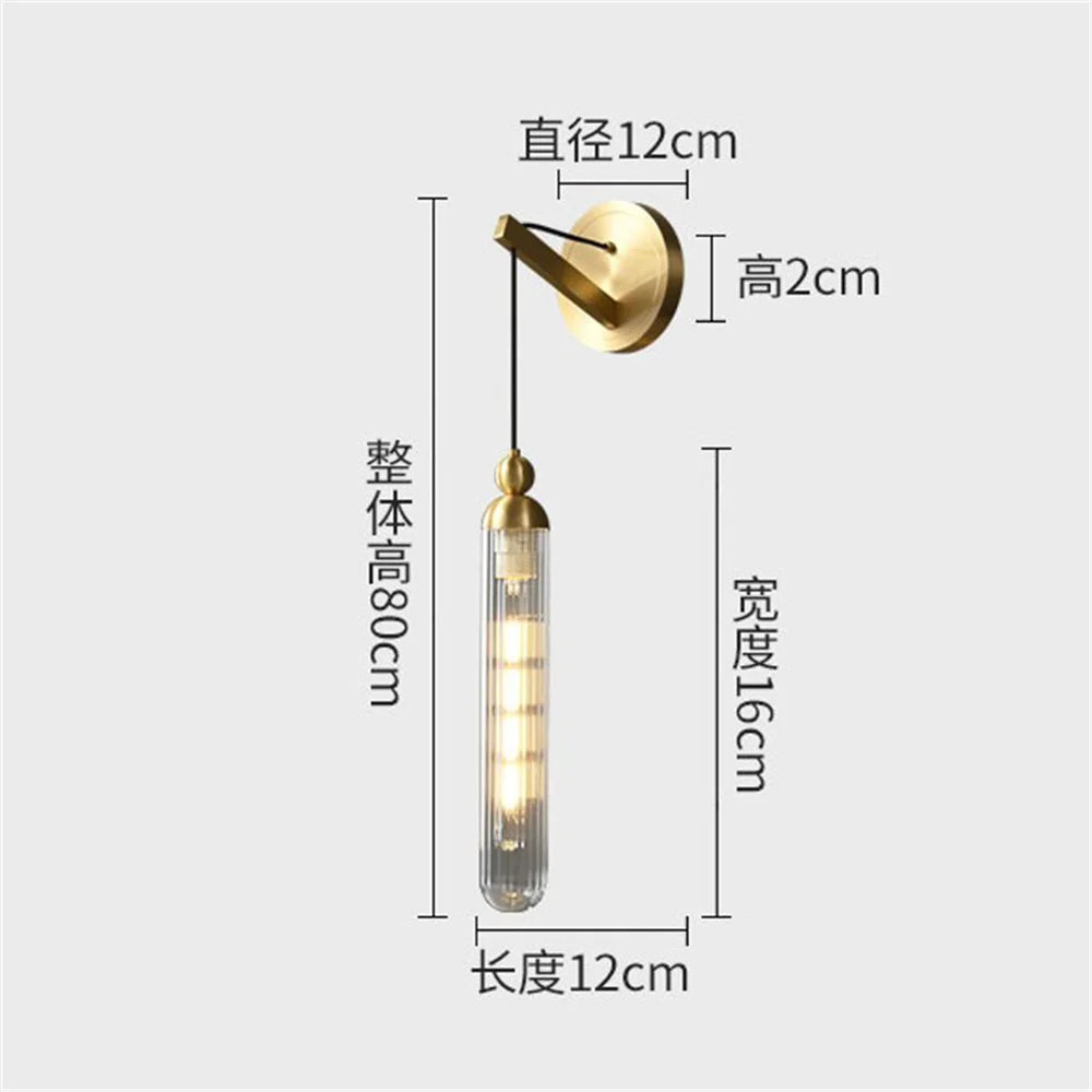 Modern led wall sconce in copper and decorative glass - Applique murale a