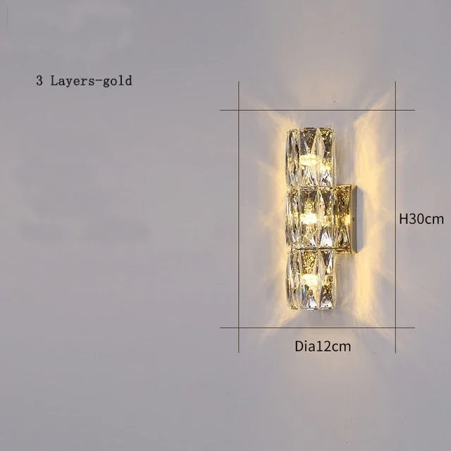 Modern wall sconce crystal for elegant interior decoration - Gold 3 Layers / Warm Light