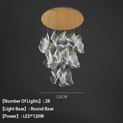 Acrylic chandelier with led design for modern interior decoration - White Light / 28 Round