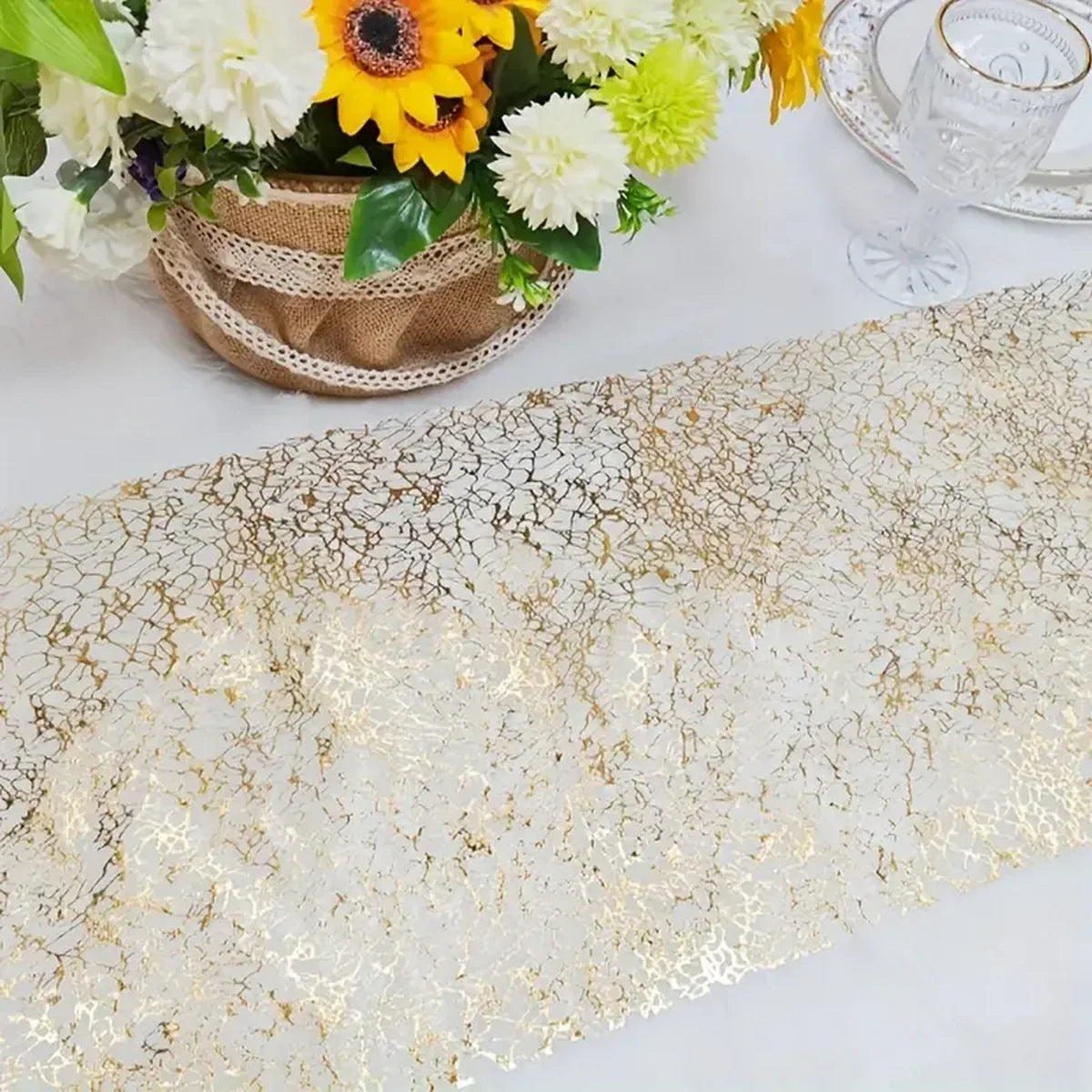 Pink gold table runner glitter metallised party - view 6