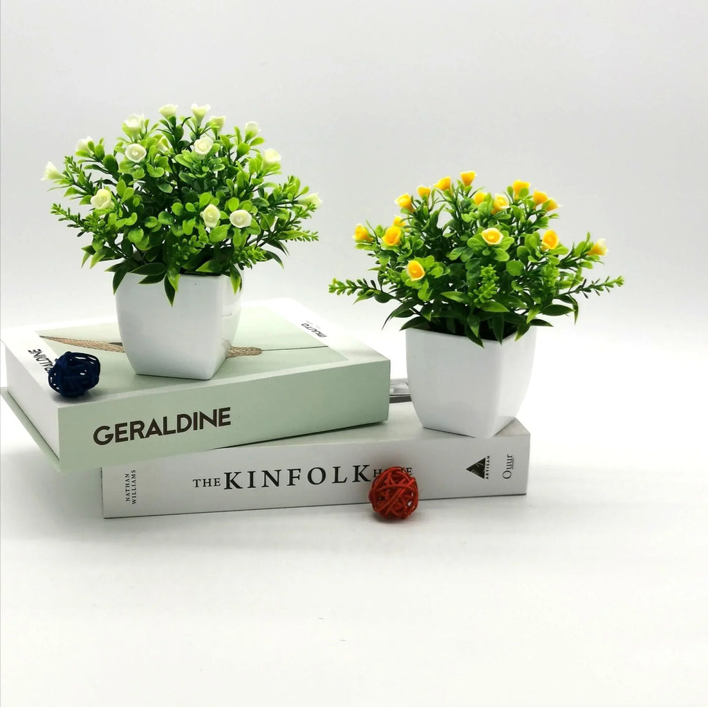 Small rose in pot bonsai decoration artificial plants for indoors - view 4
