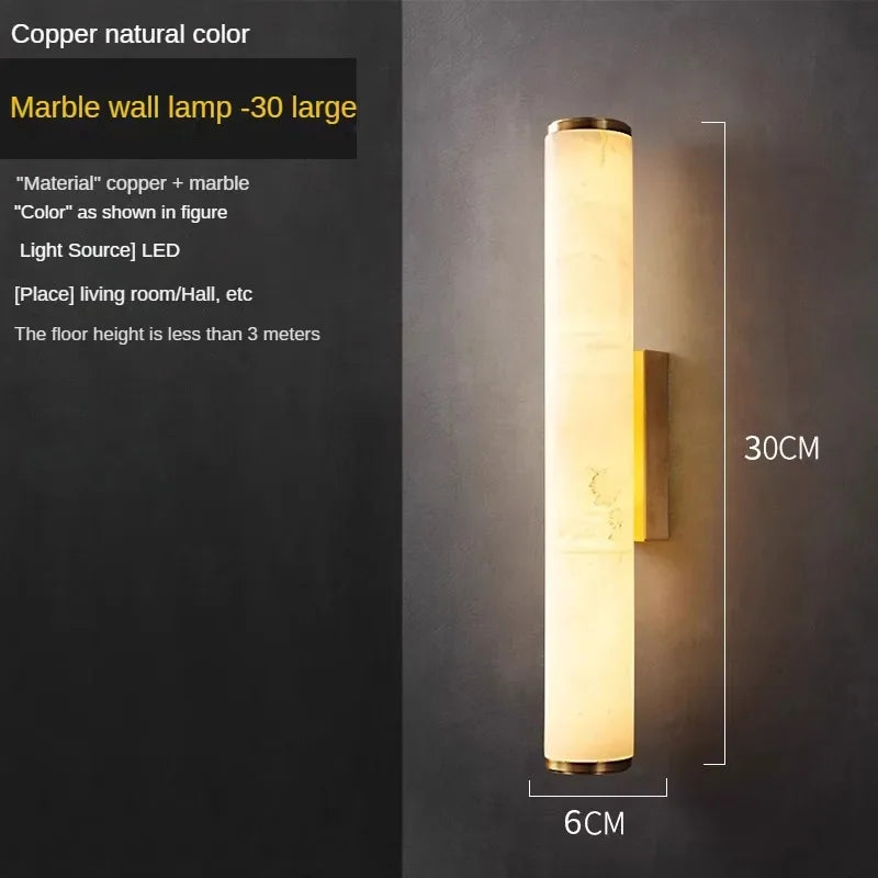Minimalist wall sconce in marble and modern copper design elegant - Warm White (2700-3500K) / Gold-30cm