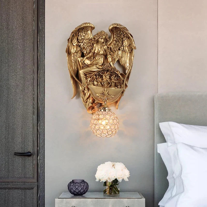 Decorative retro angel wall sconce for living room and restaurant