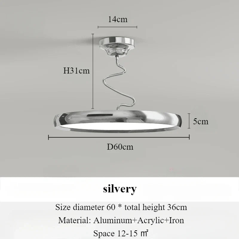 Modern light simple Nordic style aluminum with LED lights - Silver-D60cm / 3 couleurs