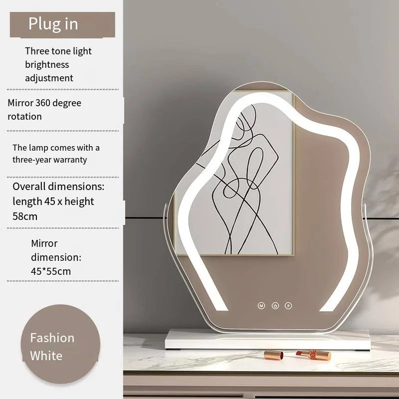 Vanity Mirror with Lights, Bathroom Mirror with Dimmable 3 Modes, 360 ° Rotary Touch Screen Control, Suable for Bedroom - 45x58cm